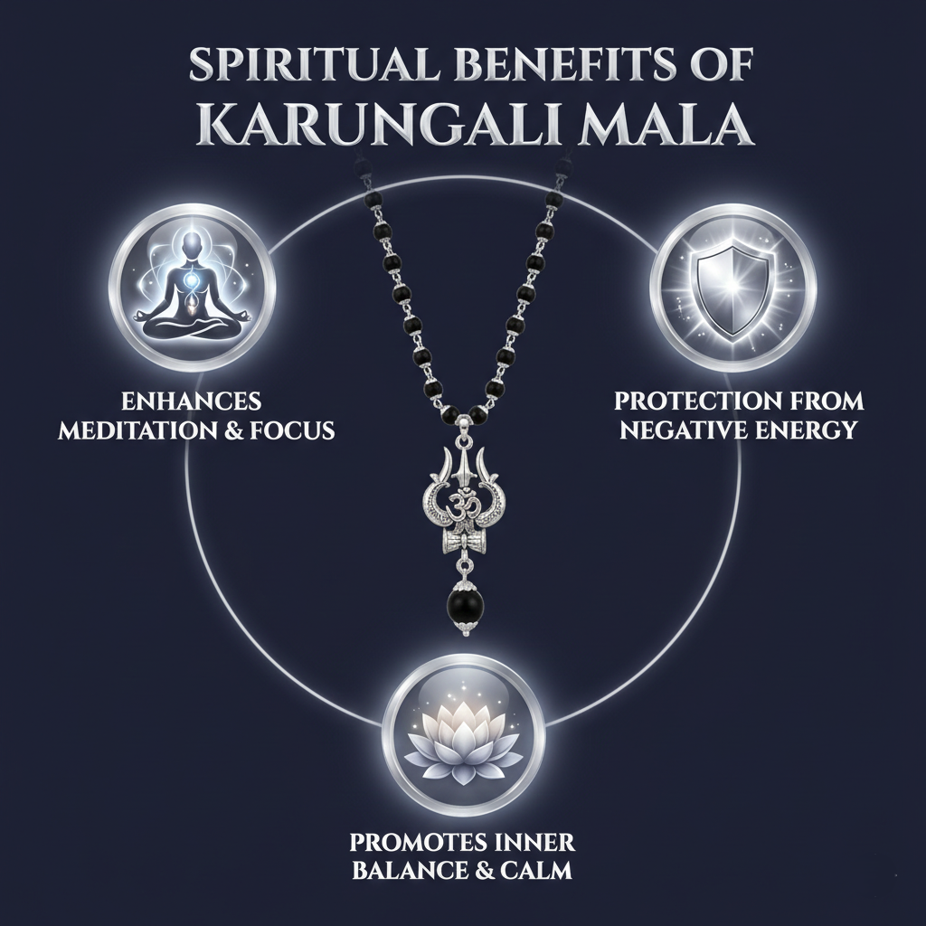 Black Karungali Trishul Mala